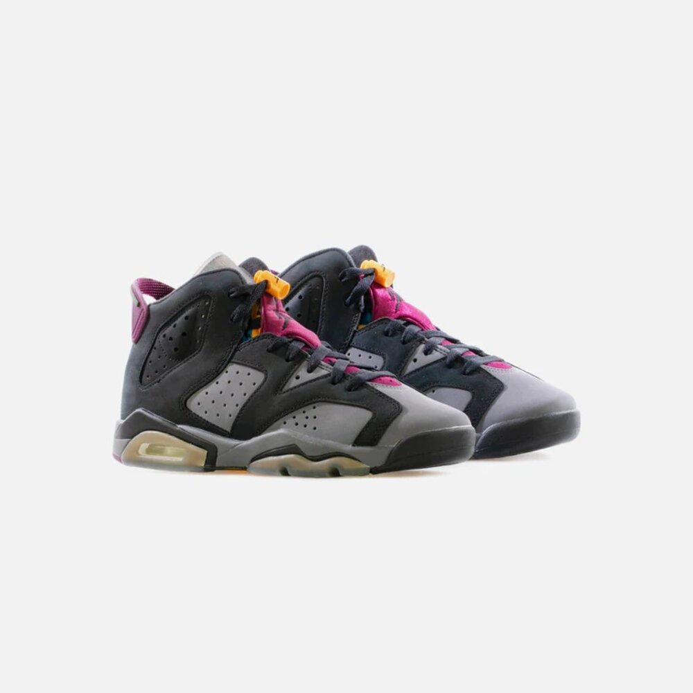 Jordan Girl's Black Purple 6 Retro GS Bordeaux 384665-063 Mid-Top Sneaker Sz 4.5